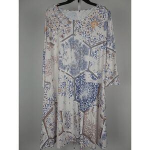 Women's Printed Long Sleeve Crewneck Dress XL